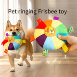 3 pcs dog pattem Plush Dog Chew Toy with Sound | Interactive Frisbee for Teeth Grinding & Play | Durable Non-Toxic Pet Toy - Side View