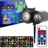 Bracket  Outdoor Waterproof Lawn Dual-Tube Projection Light – LED Halloween & Christmas Dynamic Water Ripple Animation, Replaceable 12 Slides, Stake or Stand Mountable - Side View