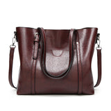 Dark Brown Fashionable Soft Leather Women's Handbag, Large Capacity Shoulder & Crossbody Tote, Casual Bucket Bag