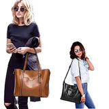 Black Fashionable Soft Leather Women's Handbag, Large Capacity Shoulder & Crossbody Tote, Casual Bucket Bag - Front View