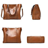 Black Fashionable Soft Leather Women's Handbag, Large Capacity Shoulder & Crossbody Tote, Casual Bucket Bag - Top-Down View