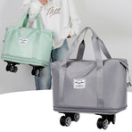 Dark Purple Large Capacity Travel Bag with Expandable Design, Waterproof & Wet-Dry Separation, 360° Spinner Wheels - Ideal for Students, Business, and Maternity