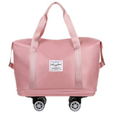 Pink Large Capacity Travel Bag with Expandable Design, Waterproof & Wet-Dry Separation, 360? Spinner Wheels - Ideal for Students, Business, and Maternity