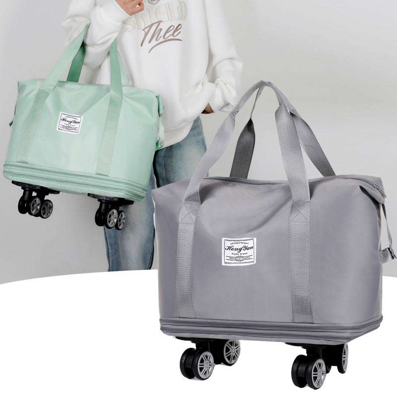 Pink Large Capacity Travel Bag with Expandable Design, Waterproof & Wet-Dry Separation, 360? Spinner Wheels - Ideal for Students, Business, and Maternity