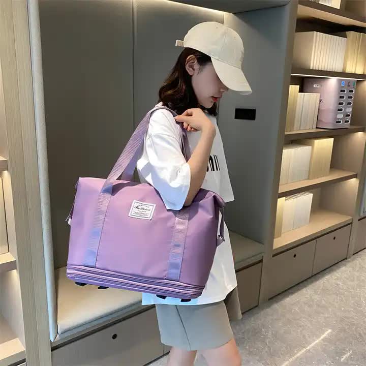 Pink Large Capacity Travel Bag with Expandable Design, Waterproof & Wet-Dry Separation, 360? Spinner Wheels - Ideal for Students, Business, and Maternity