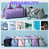 Purple Oxford Fabric Women's Shoulder Bag, Large Capacity Yoga & Gym Bag with Separate Shoe Compartment - Stylish & Functional Sport Bag - Side View