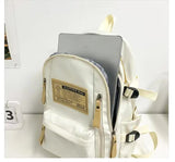 White Stylish and Simple Backpack for High School and College Students – Trendy Women’s Casual Backpack for Travel and Daily Use - Top-Down View