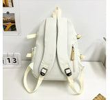 White Stylish and Simple Backpack for High School and College Students – Trendy Women’s Casual Backpack for Travel and Daily Use - 45-Degree Angle