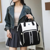 Black New Large Capacity Mommy Bag – Portable and Lightweight Multi-Function Diaper Backpack, Stylish Baby and Mom Storage Bag - Top-Down View