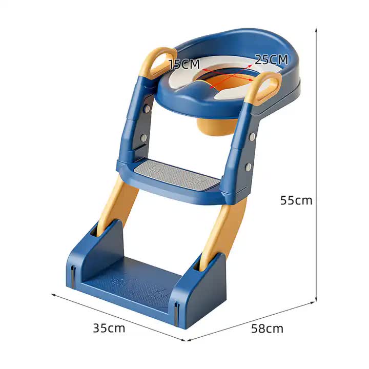 Grey Children's Toilet Trainer Seat ??Foldable Potty Ladder with Color Box, Easy-to-Use Toilet Seat for Kids