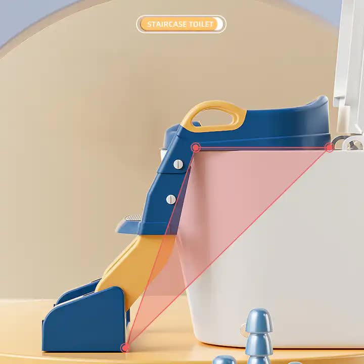 Grey Children's Toilet Trainer Seat ??Foldable Potty Ladder with Color Box, Easy-to-Use Toilet Seat for Kids