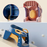 Blue Children's Toilet Trainer Seat - Foldable Potty Ladder with Color Box, Easy-to-Use Toilet Seat for Kids - Top-Down View