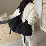 White Fashionable Lightweight Shoulder Bag - Compact Fitness Yoga Sports Bag for Women, Casual Training Bag - Side View