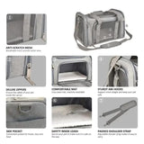 S Grey Portable Foldable Pet Carrier Bag - Large Capacity Travel Carrier for 2 Small Pets, Comfortable and Stylish Cat Backpack, Foldable & Easy to