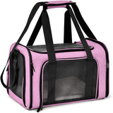 XL Pink Portable Foldable Pet Carrier Bag - Large Capacity Travel Carrier for 2 Small Pets, Comfortable and Stylish Cat Backpack, Foldable & Easy to