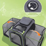 Gray Blue Foldable Portable Pet Carrier Bag - Large Capacity Travel Backpack for Cats and Small Dogs, Expandable Car Pet Bag, Handheld Pet Carrier for Outdoor Adventures - Side View