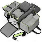Gray Green Foldable Portable Pet Carrier Bag - Large Capacity Travel Backpack for Cats and Small Dogs, Expandable Car Pet Bag, Handheld Pet Carrier