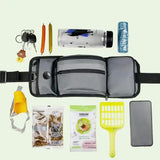 Black Portable Dog Training Bag - Multi-Function Pet Snack Pouch, Waste Bag Holder, and Training Waist Bag for Dog Walking and Outdoor Adventures - Side View