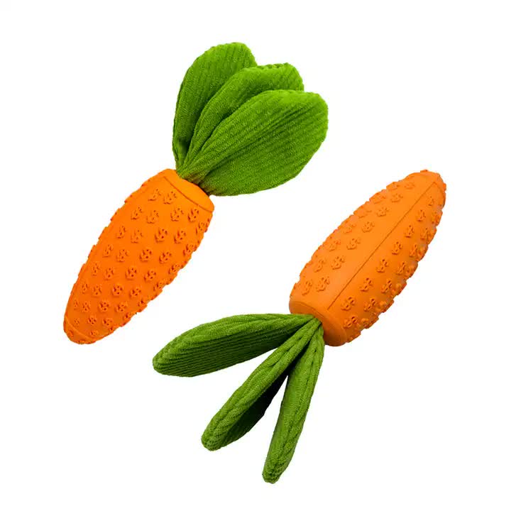 2 PCS Durable Rubber Carrot Dog Toy ??Squeaky Chew Toy for Large Dogs, Puppy Teething & Dental Care, Interactive Play for Bored Pets