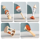 Wooden Orff Instrument Set for Kids – Includes Rattle, Maraca, Bell, Trumpet, and Bed Bell – Early Learning Musical Toy for Toddlers - Front View