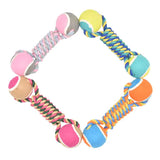 2 PCS Pink Durable Cotton Rope and Tennis Ball Dog Toy Set – Chew Resistant Tug Toys with Rope Dumbbell – Perfect for Dogs of All Sizes - 45-Degree Angle