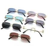 Black Stylish Frameless Diamond-Cut Sunglasses with Metallic Temples – Trendy Line-Design Fashion Eyewear - Top-Down View