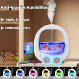 White 3 In 1 Anti-Gravity Humidifier Multifunctional Aromatherapy Machine Bluetooth-compatible Speaker Fish Tank Ambient Light - Front View