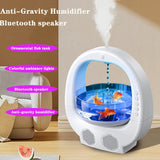 White 3 In 1 Anti-Gravity Humidifier Multifunctional Aromatherapy Machine Bluetooth-compatible Speaker Fish Tank Ambient Light - Side View