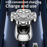 New Digital Display 9-Blade Electric Shaver – 6-in-1 Rechargeable Head Shaver & Grooming Kit for Smooth Shaving and Haircutting - Side View