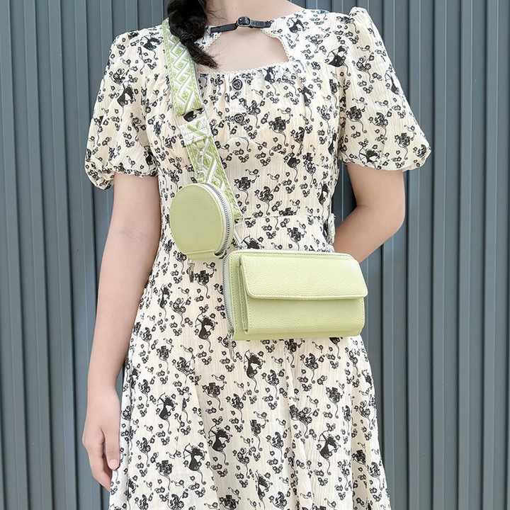 Brown 2-piece combination new mobile phone shoulder bag niche design one-shoulder messenger bag mobile phone bag multi-function wide shoulder strap