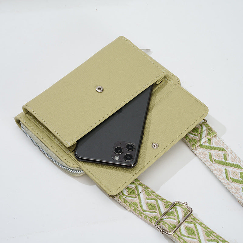 Brown 2-piece combination new mobile phone shoulder bag niche design one-shoulder messenger bag mobile phone bag multi-function wide shoulder strap