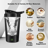 Black USB Rechargeable Automatic Stirring Cup - Leak-Proof, Temperature Resistant, and Shockproof Electric Coffee and Protein Mixer - Side View
