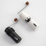 White Portable Stainless Steel Coffee Grinder - Manual Hand-Cranked Coffee Mill, Heavy-Duty Burr Grinder for Fresh Coffee Beans - 45-Degree Angle