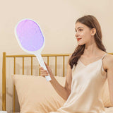 White Rechargeable Electric Mosquito Racket - 2-in-1 Mosquito Killer with Lithium Battery, Fly Swatter & Mosquito Zapper for Home Use - Front View