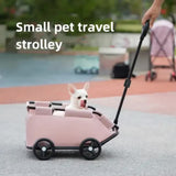 Black Compact Foldable Pet Stroller for Dogs and Cats - Lightweight Travel Pushchair for Small Pets, Teddy Dogs, and Cats - Portable and Collapsible Pet Buggy for Outdoor Adventures - Front View