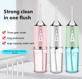 Pink Electric Portable Water Flosser - Smart 4-Head Oral Irrigation Teeth Cleaner, Pulse Cleaning for Home Use - Front View