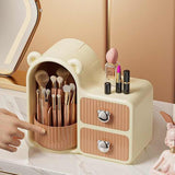 Milky white Rotating Desktop Cosmetic Organizer ??High-End Dustproof Wall-Mounted Storage Box with Drawer for Vanity, Makeup and Toiletries