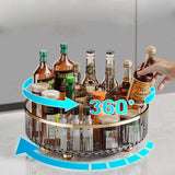 Transparent Luxury Rotating Storage Rack ??Transparent Spice Organizer & Condiment Holder for Kitchen and Living Room, Desktop Rotating Tray for Efficient Storage