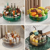 Transparent Luxury Rotating Storage Rack ??Transparent Spice Organizer & Condiment Holder for Kitchen and Living Room, Desktop Rotating Tray for Efficient Storage