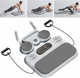 Grey 6-in-1 Multifunctional Fitness Board ??Ab Wheel, Automatic Rebound, Fat Burning and Core Strengthening Home Workout Equipment