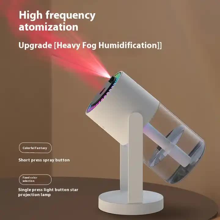 White Starry Sky Projection Humidifier ??USB Ultrasonic Car and Home Air Humidifier, Mist Diffuser for Hydration