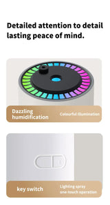 White Starry Sky Projection Humidifier – USB Ultrasonic Car and Home Air Humidifier, Mist Diffuser for Hydration - 45-Degree Angle