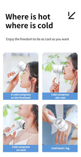 Pink Outdoor Handheld Cooling Fan - Mini Macaron Portable Desk Fan with Carabiner, Ideal for Home, Travel, and Hiking - Front View