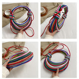 Black And White Fashionable Candy Color Handbag - Crossbody Women's Woven Bag with Unique Line Design - 45-Degree Angle