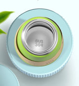 Yellow Green Gradient High-Quality Gradient Color Insulated Water Bottle - 304 Stainless Steel Vacuum Cup, Large Capacity, Portable Sports Bottle - Top-Down View