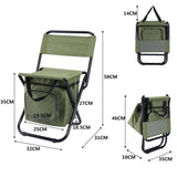 Black Portable 3-in-1 Folding Camping Chair with Storage Bag, Backrest, and Insulated Cooler for Outdoor Fishing, Hiking, and Picnics - Side View