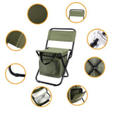 Black Portable 3-in-1 Folding Camping Chair with Storage Bag, Backrest, and Insulated Cooler for Outdoor Fishing, Hiking, and Picnics - Rear View