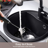 White 304 Stainless Steel Handheld Electric Milk Frother, Egg Beater, Paint Mixer, and Milk Powder Whisk - 45-Degree Angle