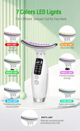 7-Color LED Neck Massager with Heat Therapy, 7 Modes, USB Rechargeable Neck Beauty Device - Top-Down View