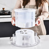 Water Bottle + 4 Cups+Tray Large Capacity Rotating Beverage Dispenser with Faucet, Multi-Compartment Refrigerator Water Jug for Juice, Tea, and Drinks - Front View